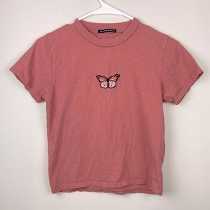 Brandy Melville Pink Top with Butterfly Design